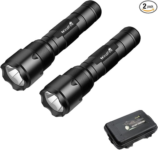 WINDFRIE 2 Pack LED Tactical Flashlights, Single Mode Handheld Flashlights, Bright EDC Emergency Small Flash Light, Water Resistance Portable LED Torches (Battery Not Include)