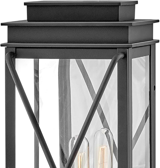 Hinkley Montecito Medium Wall Mount Outdoor Lantern - Modern, 1-Light, Aluminum, Clear Glass - Museum Black Finish