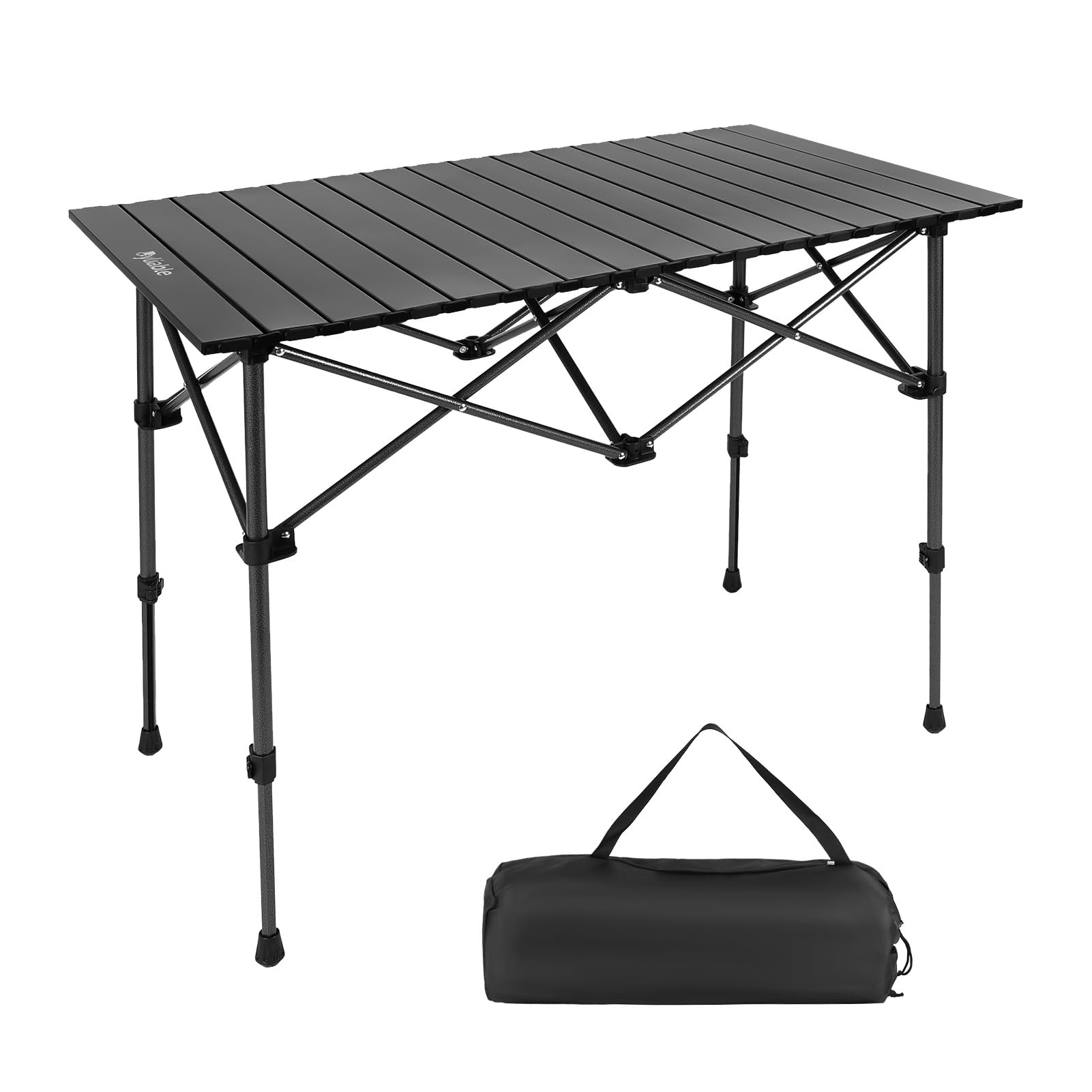 Byliable Folding Camping Table, Portable Aluminum Adjustable Height, Black