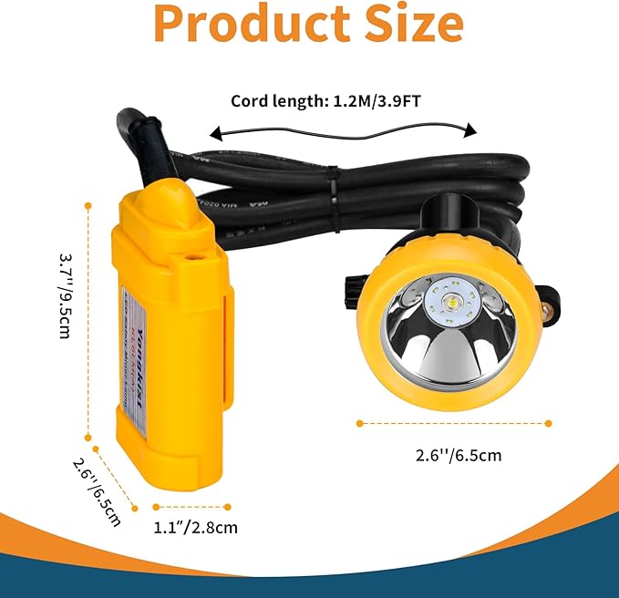 Safety Mining Headlight, Rechargeable & Waterproof, High Power LED Light Source, Cordless & Adjustable, Suitable for Outdoor Activities