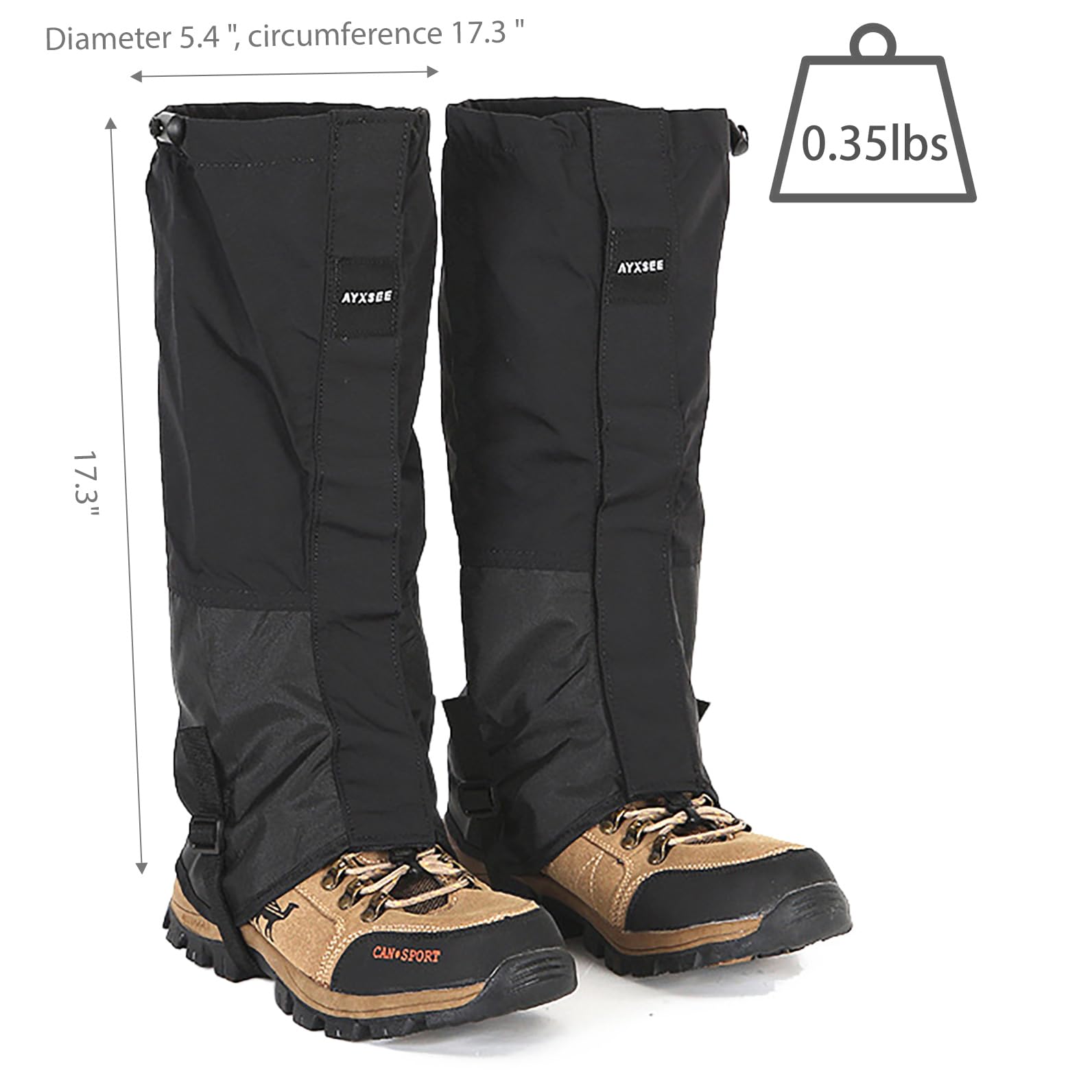 Winter Snow Gaiters for Hiking - Waterproof Ankle Covers for Snow Trekking, Skiing - Universal Fit