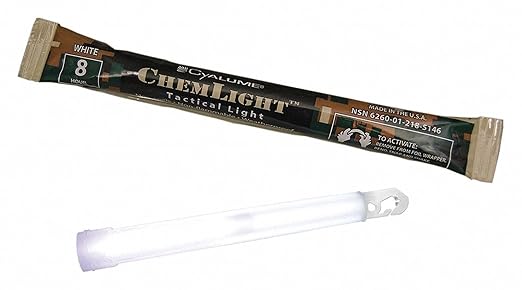 Cyalume Military Grade White Glow Sticks - Premium Bright 6??ChemLight Emergency Glow Sticks with 8 Hour Duration (Bulk Pack of 10 Chem Lights)