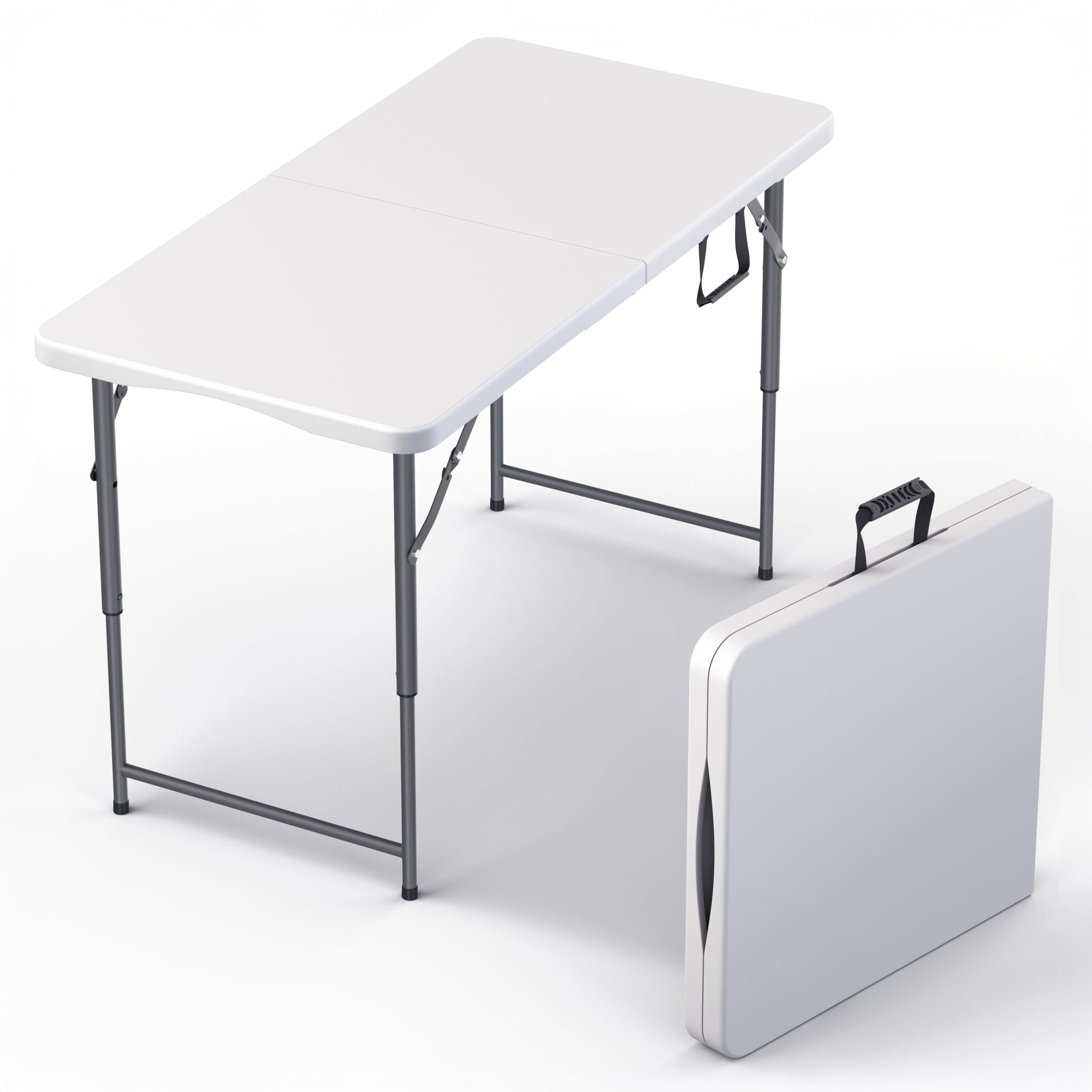 4 Feet Foldable Table Adjustable Height with Built in Handle, Steel Legs | 4FT Heavy Duty Portable