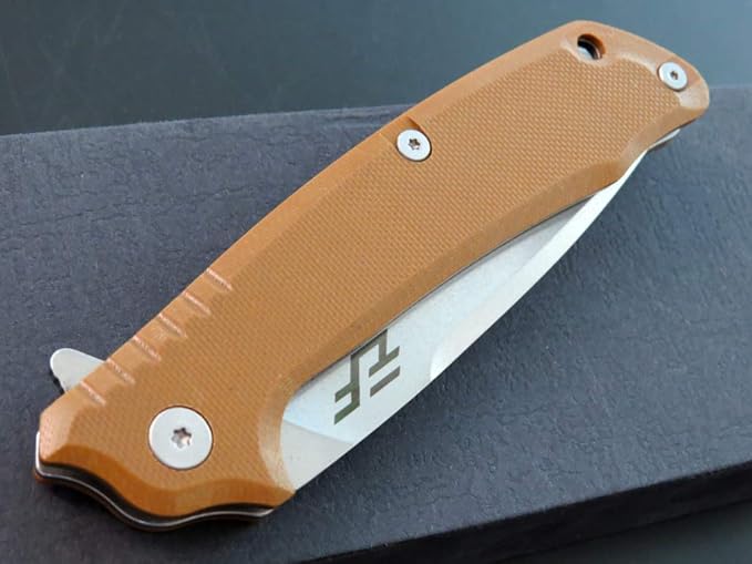 Eafengrow EF223 Folding Knife D2 Blade with G10 Handle Multi Pocket Knife Survival Outdoor Camping Survival (brown)