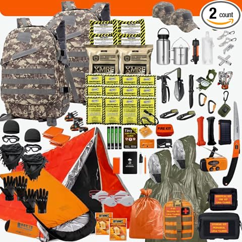72 Hour Survival Kit - 291 Pieces Survival Gear and Supplies - 45L Go Bag Emergency Backpack, First Aid, Water Filter, Tools, Tent, Camping Essentials, Emergency Preparedness - The Alpha