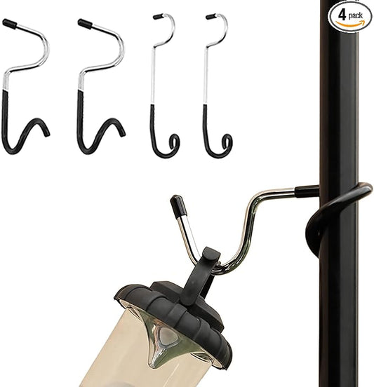 Outdoor Light Hook for Camping Tent lamp Hanger, Bird feeders, Garden Lights ; Sturdy and Non Slip Pole Hook for Yard lightings, 2 Big and 2 Small Camping Lantern Hooks