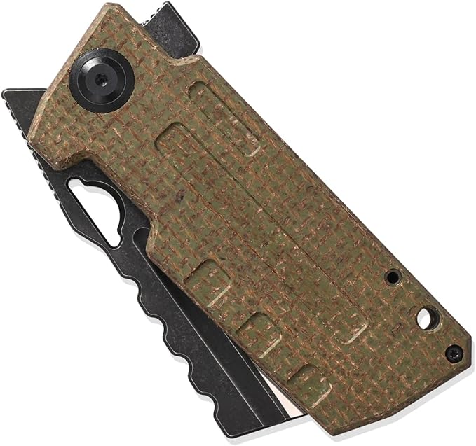 Sitivien ST155 Folding Knife,Sandvik 14C28N Steel Blade,Micarta Handle EDC Tool Knife Pocket Knife for Fishing,Camping,Hiking(Green) …