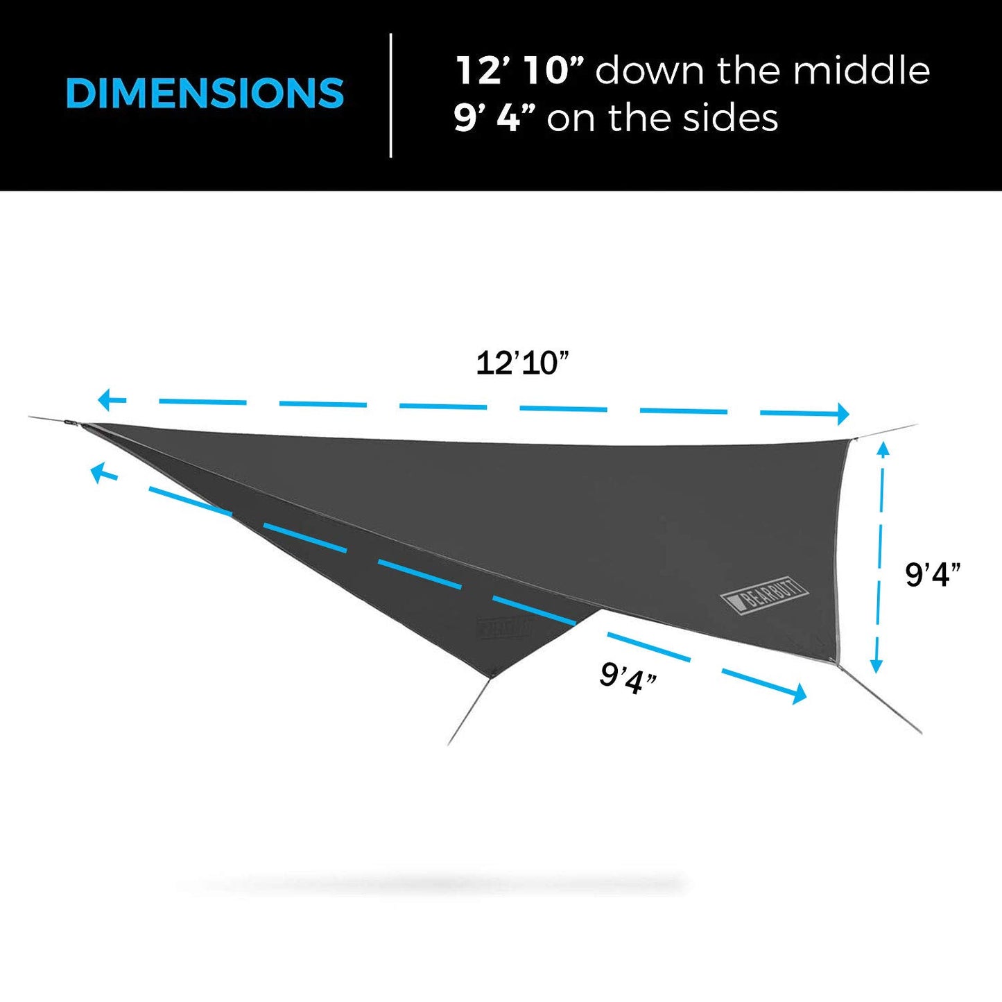 Bear Butt Hammock Rain Fly - 11 x 9 ft Hammock Tarp & Camping Tarp - Easy to Set Up, Waterproof