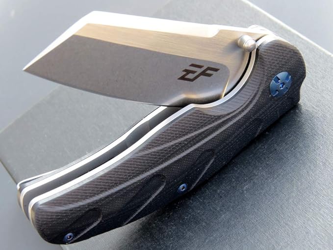 Eafengrow EF932 Pocket Knife G10 Handle D2 Steel Blade Knife with Ball Bearing Safe Open Flipper Knife for Camping Survival Hiking (black)