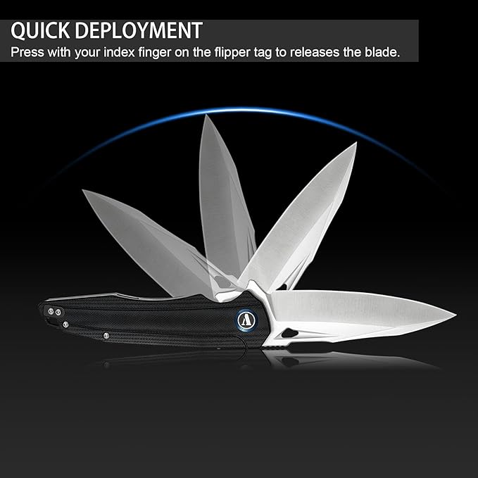 VNLA Folding Pocket Knife.with Flipper Opening,Sandvik 14C28N Blade, G10 Handle,with Pocket Clip,for Men Women,Sharp Outdoor Tool EDC Knives