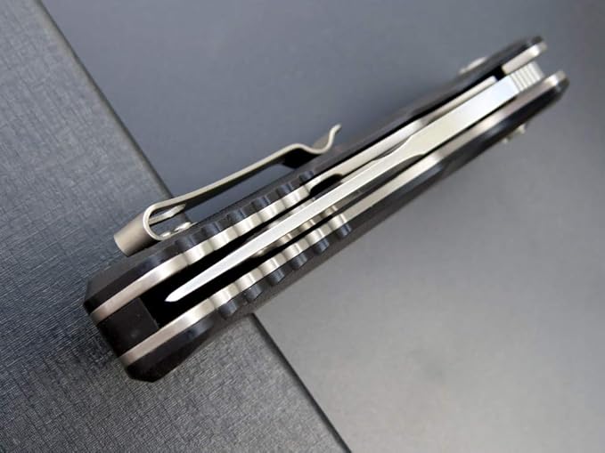 Eafengrow EF908 Pocket Knife Sanding Finished D2 Steel Blade G10 Handle Pocket Clip and Liner Lock with Titanium Coating Tactical Camping Survival Tool Knives (BLACK)