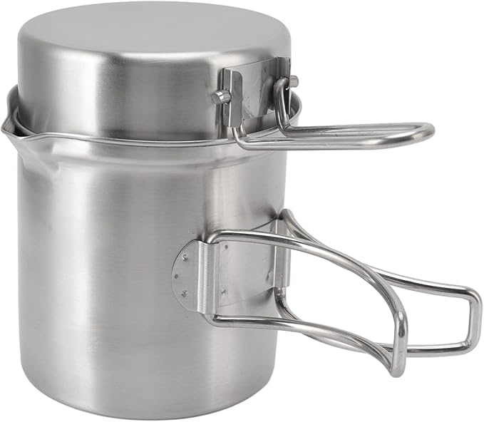 Camping Cookware Set, Stainless Steel Outdoor Wood Stove Cooking Pot Set for Outdoor Backpacking Camping Hiking Picnic