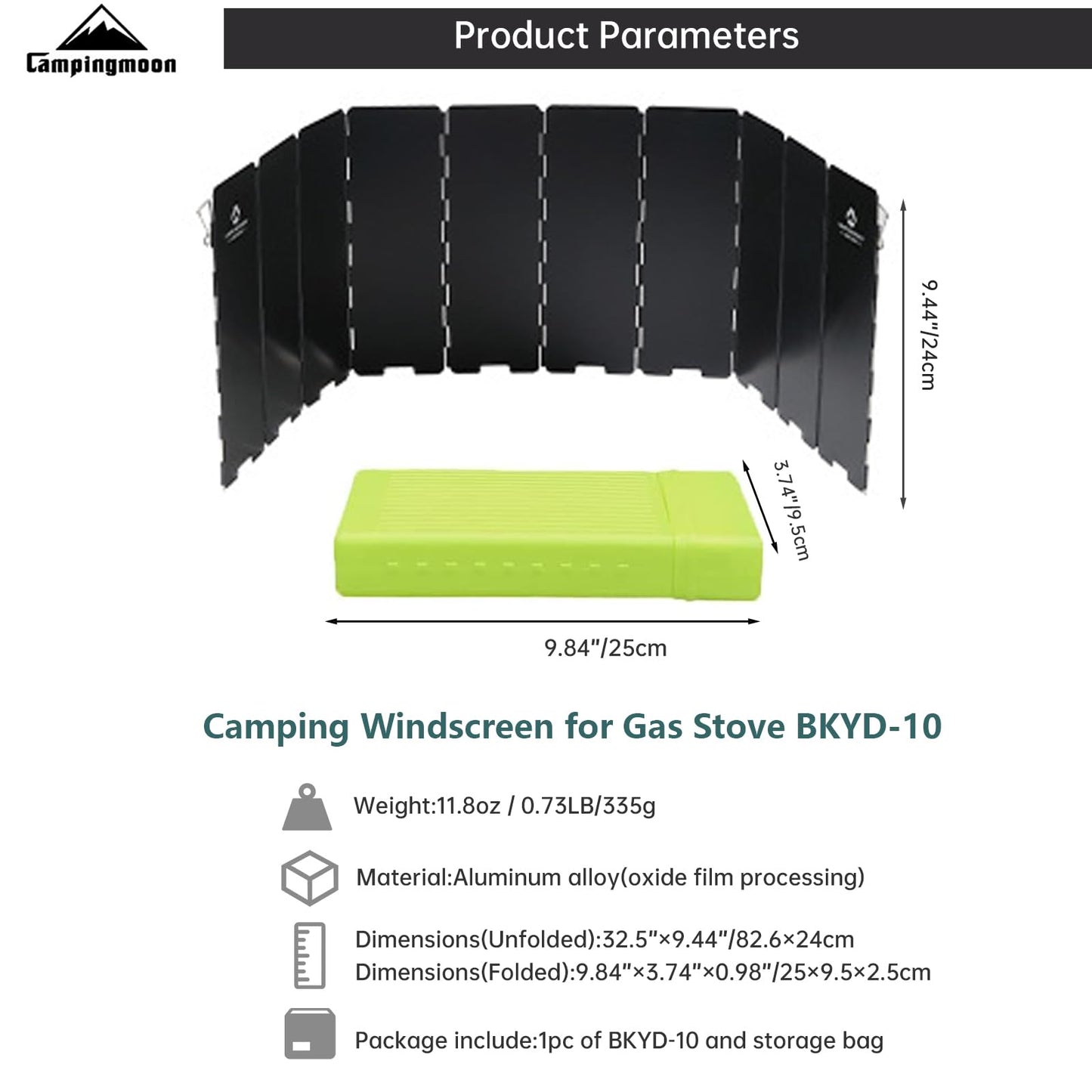 Campingmoon Camp Stove Windscreen, 10 Plates Foldable Aluminum Wind Shield