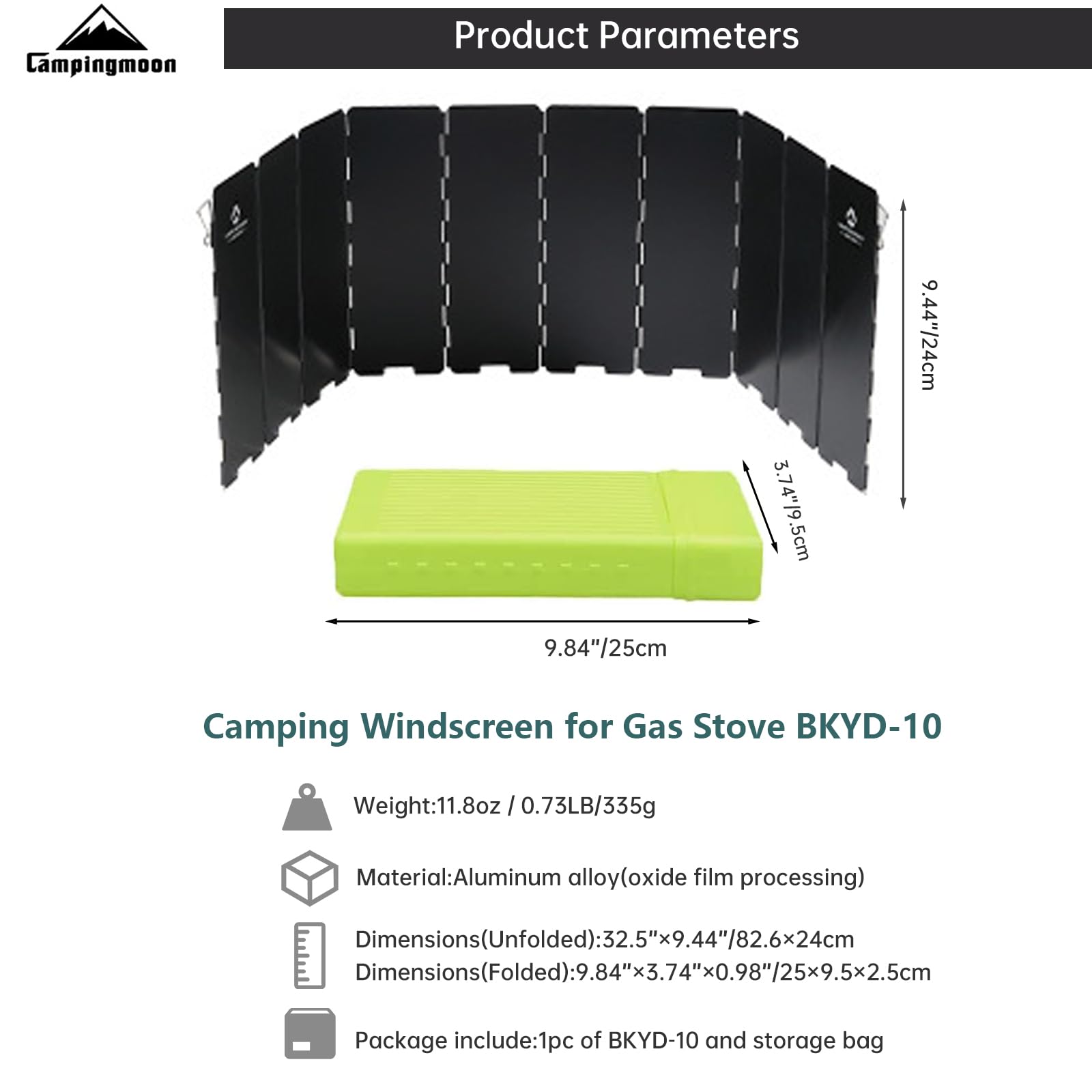 Campingmoon Camp Stove Windscreen, 10 Plates Foldable Aluminum Wind Shield
