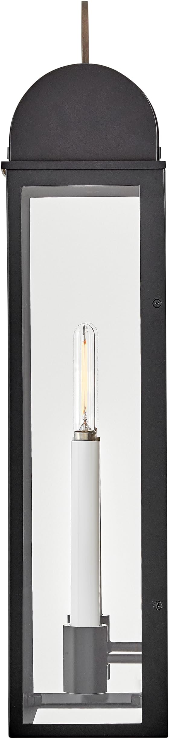 Hinkley Campbell Large Wall Mount Outdoor Lantern - Clear Glass, Aluminum - Black Finish and Burnished Bronze Accents