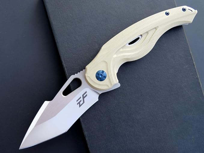 Eafengrow EF936 Pocket Knife,G10 Handle D2 Steel Blade Knife with Ball Bearing Safe Open Flipper Knife Liner Lock Tactical Tool Knives for Camping Survival Hiking (desert)