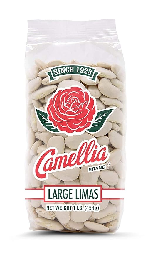 Camellia Brand Dried Large Lima Beans ??Premium White Butter Beans for Southern Cooking, Soups, Stews & Casseroles ??Non-GMO, Gluten-Free, Vegan, Vegetarian, High Protein, High Fiber, 1 Pound (Pack of 2)