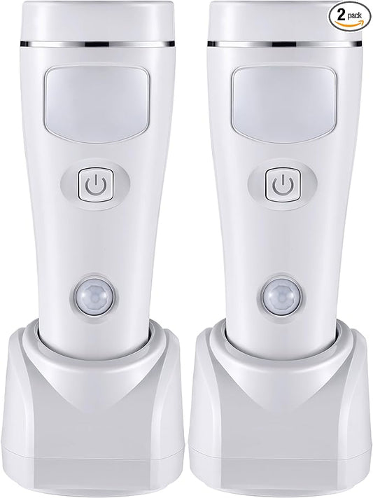 Enhon 4 in 1 LED Emergency Lights for Home Power Failure, 2 Pack Rechargeable Plug in Flashlight Motion Sensor Night Light, Automatic Turn On Power Outage Light for Home Hurricane Supplies(White)