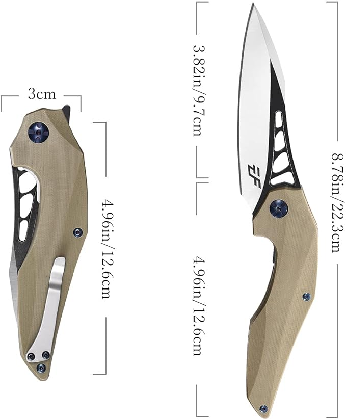 Eafengrow EF226 Folding Knives D2 Blade and G10 Handle Knife Outdoor Camping Hiking EDC Tools (stone)