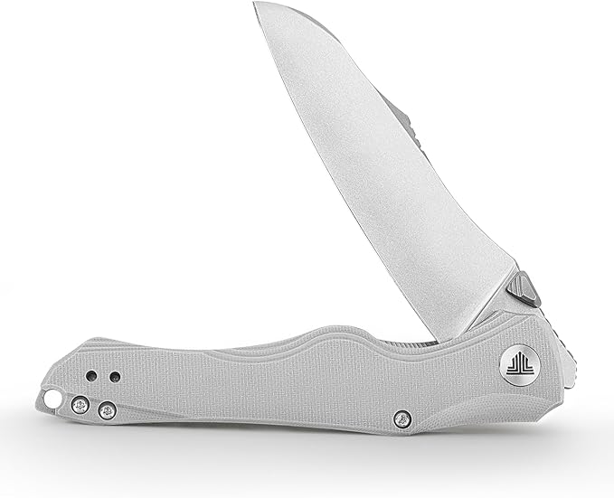 Knives, EDC Folding Knife for Men, Flipper Pocket Knife with Clip, Sharp Hiking Camping Survival Knives, G10 Handle and Ti Thumb Studï½?.89'' Stonewash 14C28N Steel Blade｜Triton-03