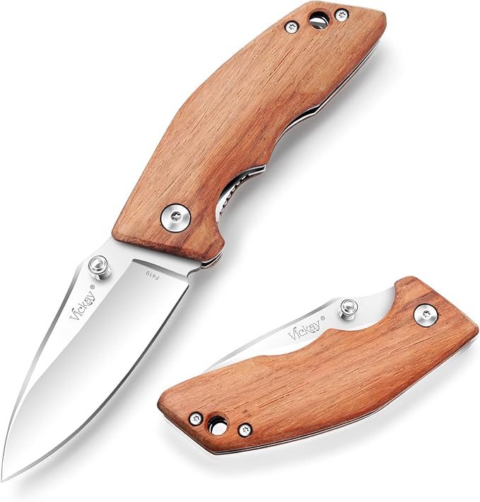 Vickay Pocket Knife, Folding Knife, 2.75" 8Cr13MoV Steel Blade, Wood Handle EDC Knife for Men & Women, Outdoor Camping, Tactical, Hunting, Hiking, Survival - Father?™s Day Gift