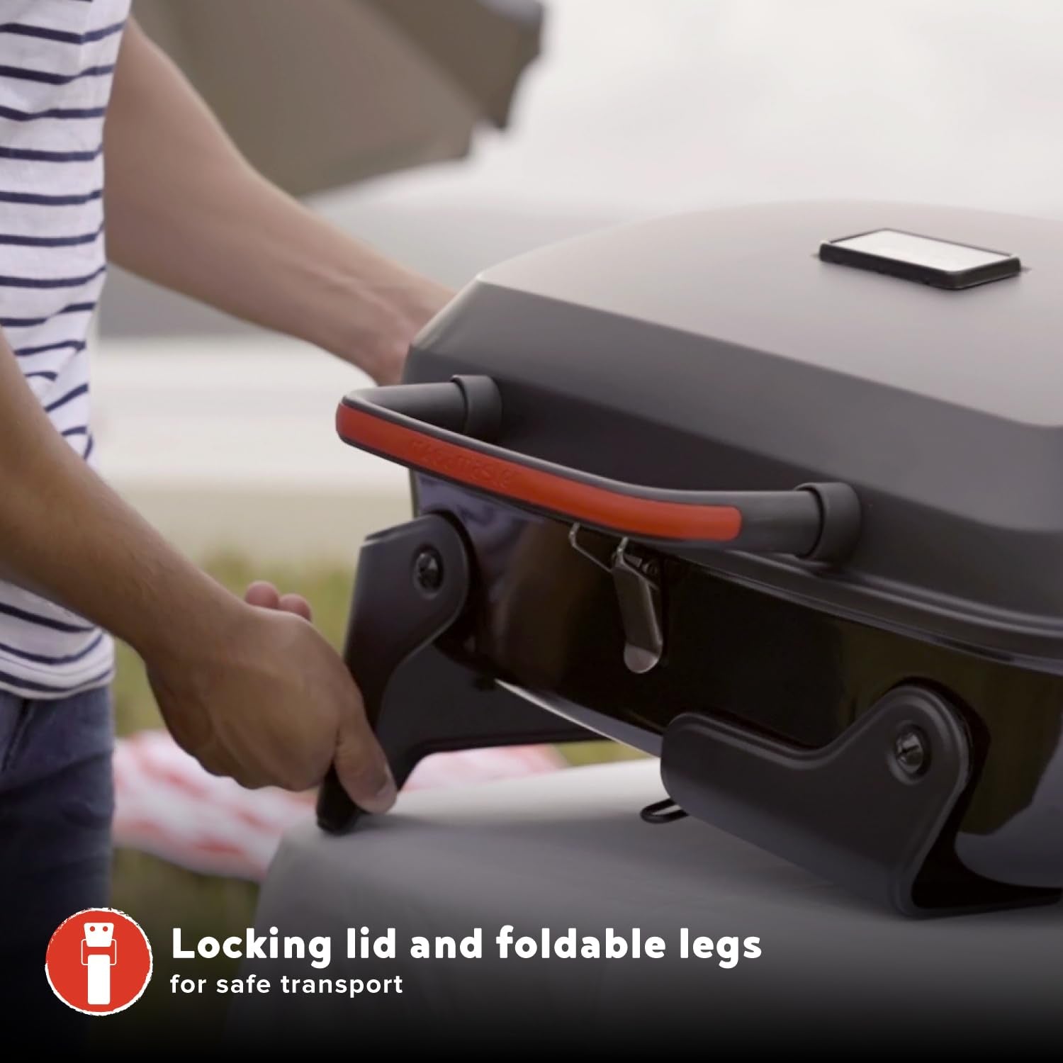 Megamaster Tabletop 1 Burner Gas Grill, Foldable Legs with Warming Rack