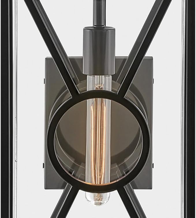 Hinkley Brixton Medium Wall Mount Outdoor Lantern - Composite, Anti-Fading, 1-Light, Transitional, Wet Rated, Clear Mitered Glass - Black Finish
