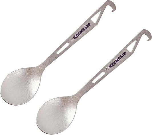 Titanium Knife, Spork and Spoon, 6.46" Long Utility Camping Utensil - Ultralight and Compact for Camping Hiking Backing Traveling and Picnic (Spoon)