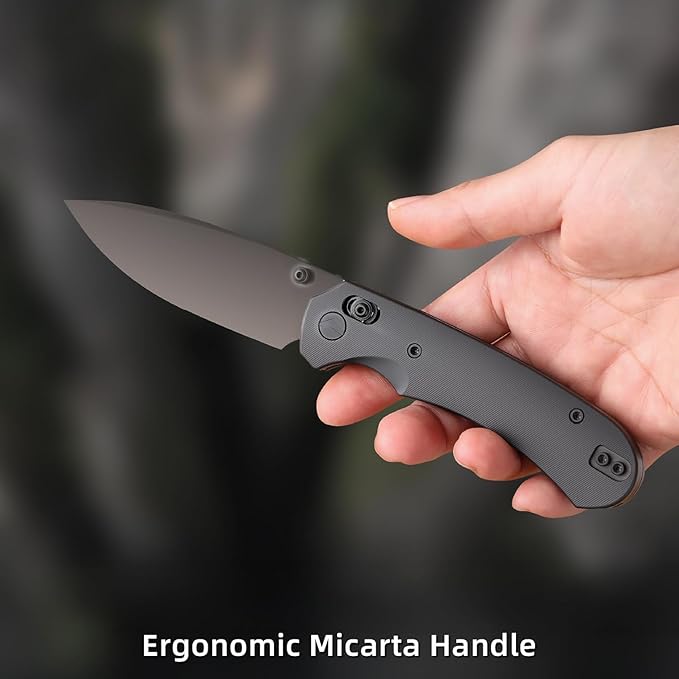 Folding Pocket Knife,3.31” M390 Blade,Erogonomic Titanium Handle,Hunting Survival Knife,EDC Knife for Hunting Camping Survival Outdoor Fishing Hiking（Black）