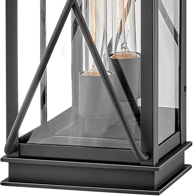 Hinkley Montecito Medium Wall Mount Outdoor Lantern - Modern, 1-Light, Aluminum, Clear Glass - Museum Black Finish