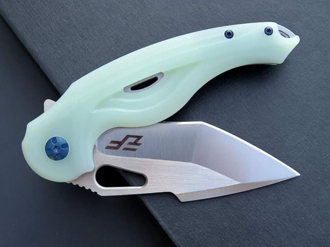 Eafengrow EF936 Pocket Knife,G10 Handle D2 Steel Blade Knife with Ball Bearing Safe Open Flipper Knife EDC Tool Knives for Camping Survival Hiking (jade)