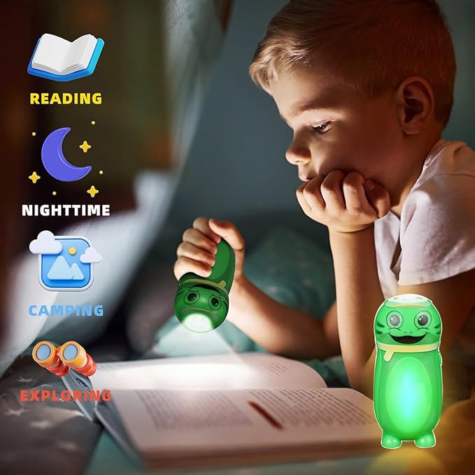 2 Pack Small Mini LED Flashlights - Cute Small Animal Flashlight - 2 in 1 Camping Lantern Flashlight - Christmas Gifts Stocking Stuffers