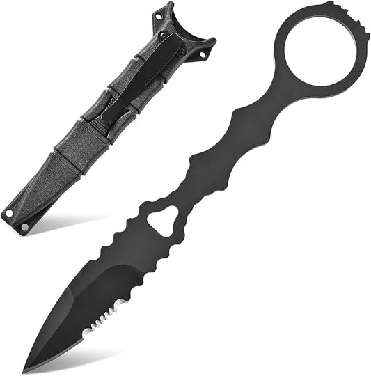 GTK397 Cool Fixed Knife D2 Steel Blade Stainless Steel Handle EDC Tool Knifes for Outdoor Camping Adventure Survival(A)