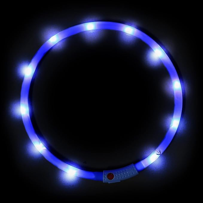 Illumifun LED Dog Necklace Light, USB Rechargeable Light Up Dog Collar, Flash LED Dog Collar for Your Dogs Camping (Blue-Silicone)