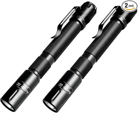 Pen Light Flashlight 3 Modes Mini Small Flashlights Tactical LED Powerful High Lumens with Clip,Slim Portable Pocket Compact Torch for Emergency Inspection AAA Battery Water-Resistant