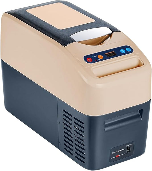 Car Refrigerator, 12 Volt Refrigerator, Slim Design, 0℉~50℉ Portable Freezer Car Fridge, 17 Quart(16L) Electric Cooler, 12v Cooler for Car Vehicles, Truck, Camping, Travel, Home, RV (Yellow)