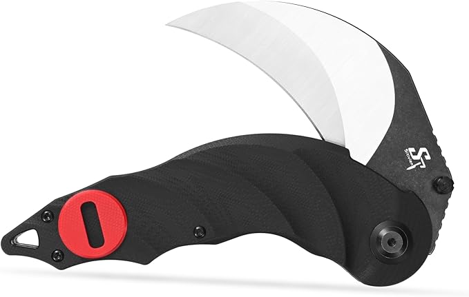 Sitivien ST160 Pocket Folding Knife,K110 Steel Blade with G10 Handle EDC Tool Knife for Outdoor Camping,Hiking,Fishing(Red)