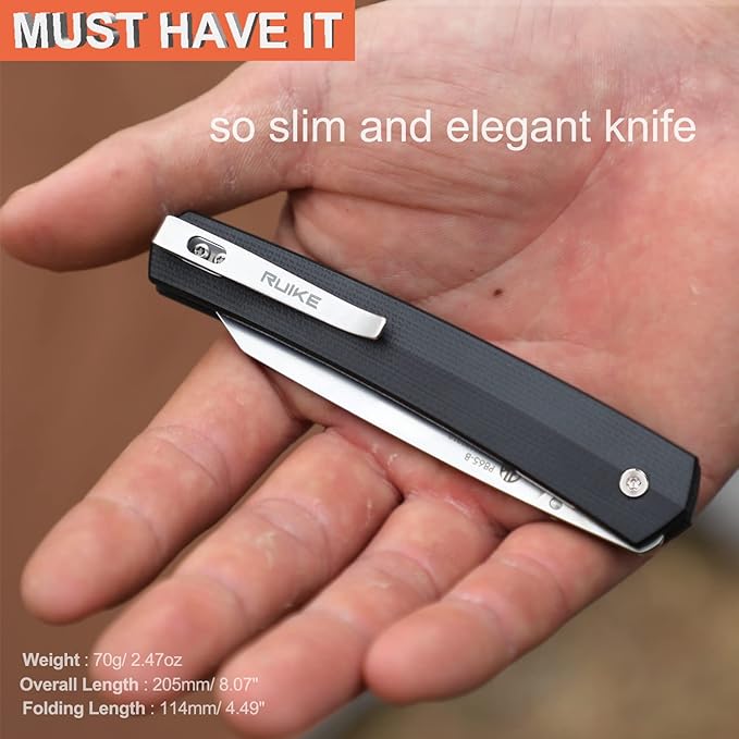 Ruike P865, EDC Camping Folding Pocket Knife,14c28n Steel,Liner Lock,G10 Handle,Blet Clip