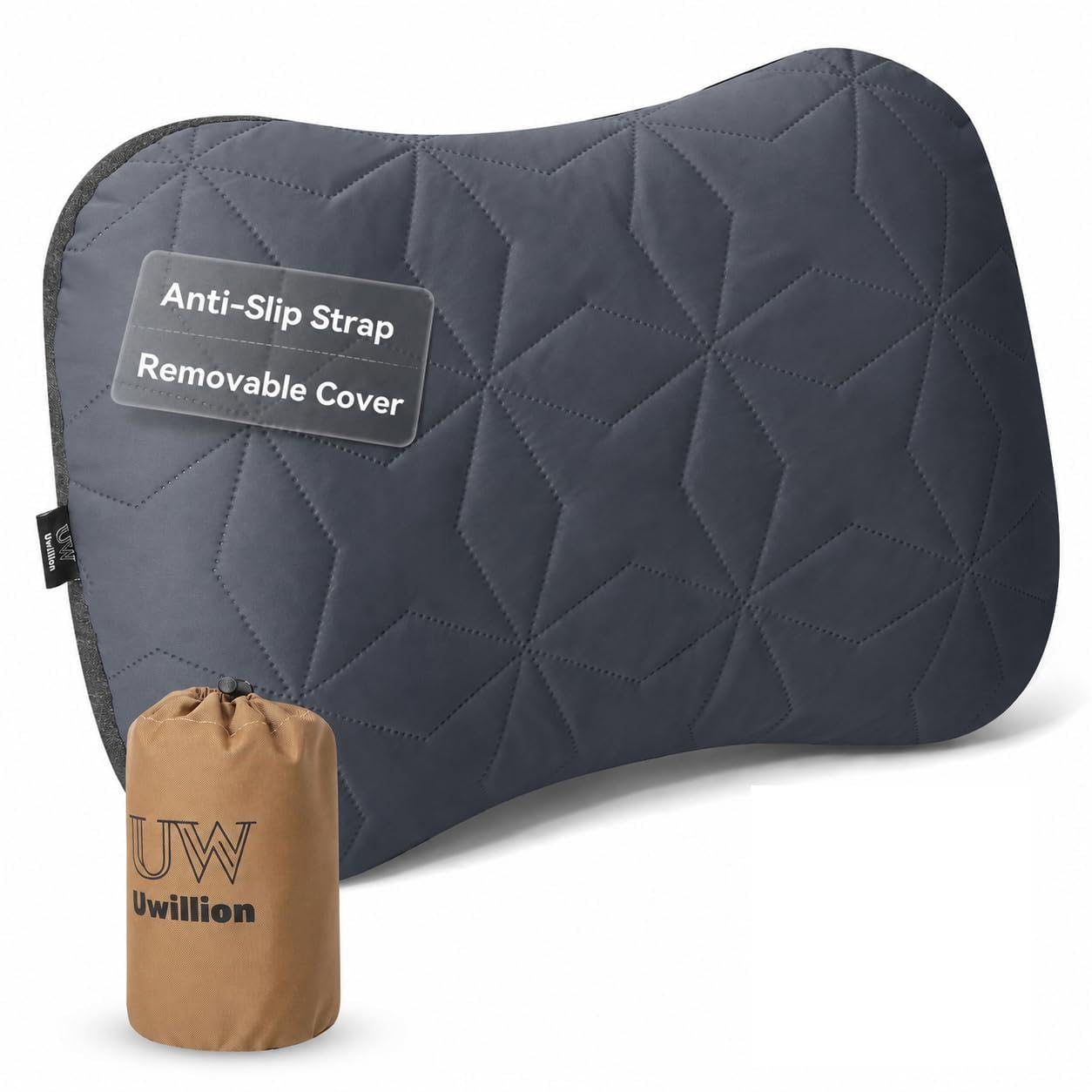 UWILLION Inflatable Camping Pillow with Removable Washable Cover, Ultralight Compact Air Pillow for