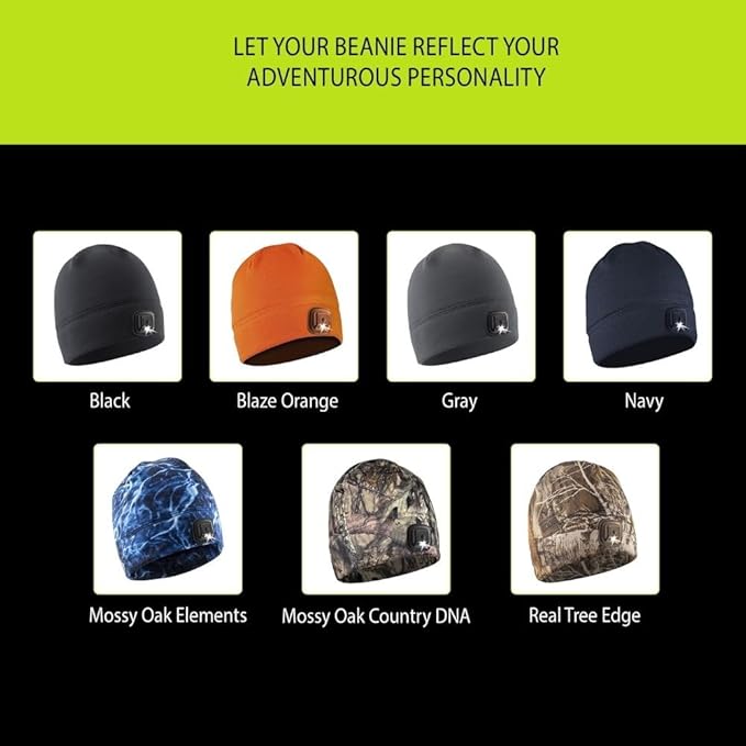 POWERCAP LED Hat Light 150 Lumens Rechargeable Fleece Beanie with Bright Built-in Headlamp Waterproof LED Warm One Size Cap (US, Alpha, One Size, Blaze Orange 3.0)