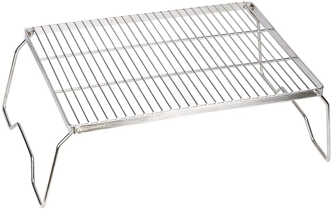 ZORMY 17" Large Folding Campfire Grill, 304 Stainless Steel Firepit Grill Grate, Heavy Duty Portable Camping Grill with Carrying Bag, Gas BBQ Grill Grate for Backpacking, Hiking, Picnics (Large)