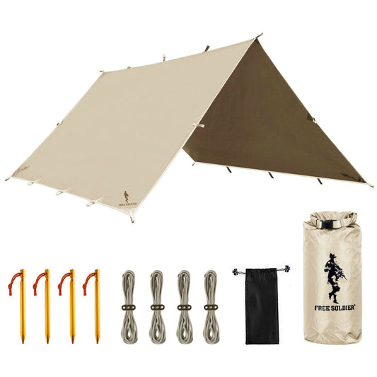 FREE SOLDIER Camping Tarp - 10 x 10.5ft, Waterproof, Beige - product view 1