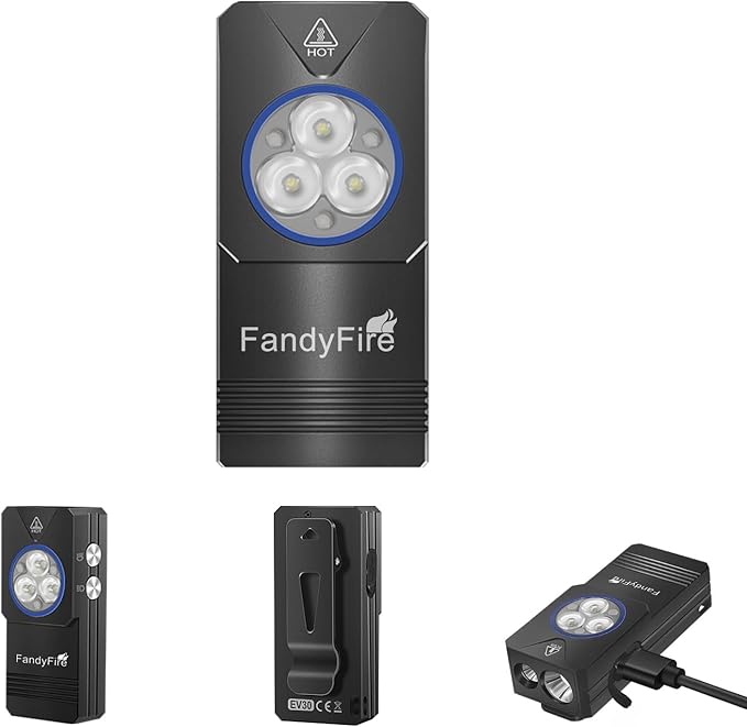 Rechargeable Clip-on Light EDC Flashlight, 550 Lumens Small Keychain Flashlight, Combines Floodlight, Spotlight and UV Light, Tail Magnet for Signaling, Cycling, Outdoor