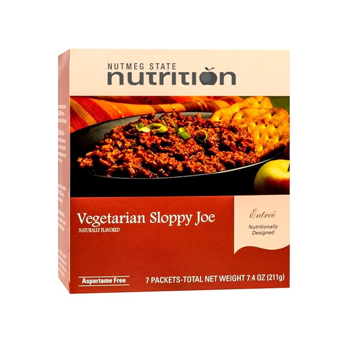 Nutmeg State Nutrition ??High Protein Vegetarian Sloppy Joe Mix, Low Calorie, Low Carb, Bariatric Diet Friendly, Ideal Protein Compatible, Gluten Free, 7 Servings Per Box (Vegetarian Sloppy Joe)