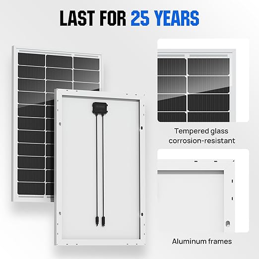 ECO-WORTHY 100 Watts 12 Volts Monocrystalline Photovoltaic Solar Panel High Efficiency Module for 12 Volt Battery Charging RV Marine Boat Off Grid(Upgrade)