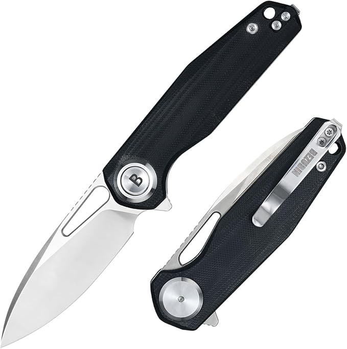 Pocket Folding Knife,3.15" D2 Steel Blade,Black G10 Handle,Push Button Lever Lock,Pocket Knife with Pocket Clip for Outdoor,Survival,EDC