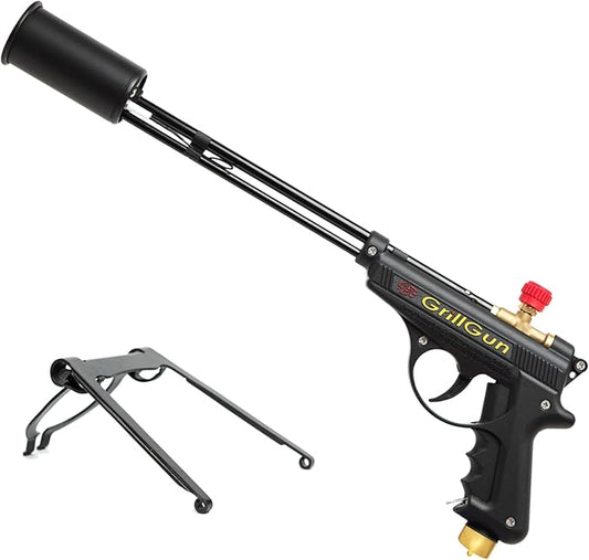 Grillblazer GrillGun Handheld Propane Charcoal Torch – 400,000+ BTU Flame Torch for Instant Charcoal Ignition, Outdoor Cooking, Firepits, Camping, BBQ – Portable High-Power Blowtorch With Stand