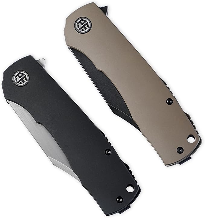 Petrified fish PFP03 Victor,3.58" 154CM Steel Black Stonewashed Blade,4.8oz Aluminium Handle Flipper Liner lock Folding knife (Green - A Stonewashed)