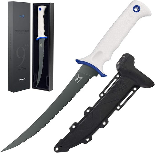 KastKing Spartacus Fillet Knife, Razor Sharp 8Cr14 Stainless-Steel Blade, Boning and Food Prep Knives, Durable/Comfortable Handles, Protective Sheath, Perfect for Fresh or Saltwater