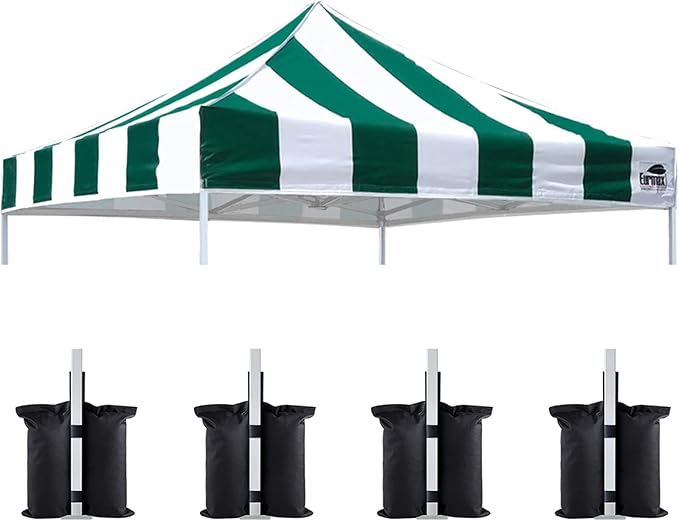 Eurmax USA New 10x10 Pop Up Canopy Replacement Canopy Tent Top Cover, Instant Canopy Top Cover ONLY, Choose 30 Colors,Bonus 4PC Pack Weight Bag (Stripe Green)